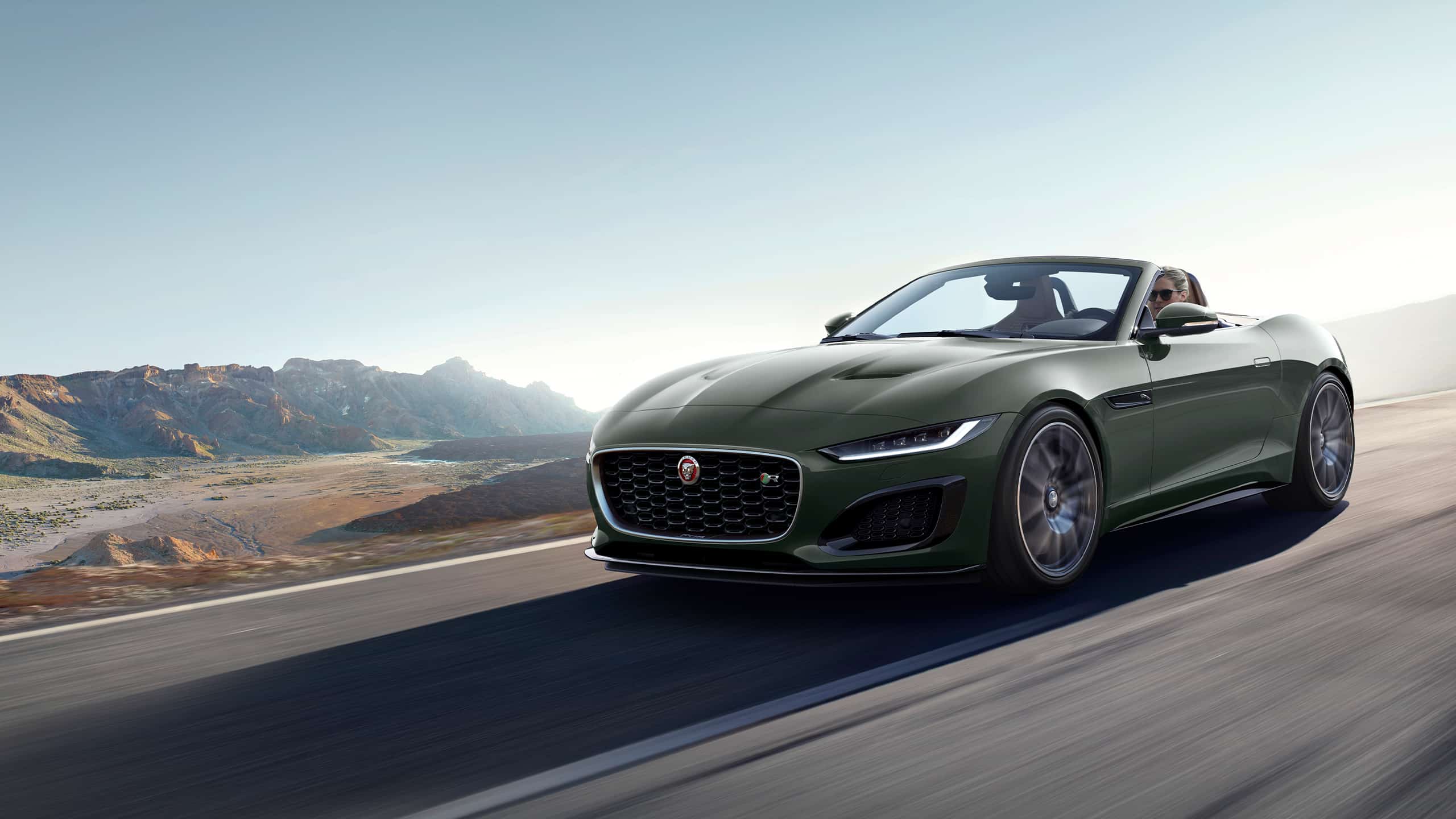 Jaguar F-Type Heritage 60 moving on the road