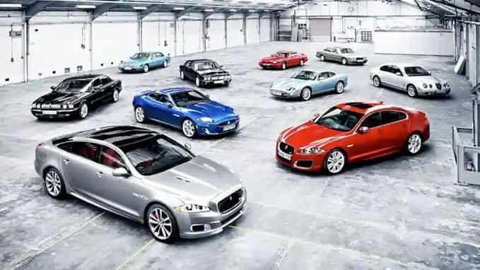 A collection of Jaguar cars through the ages