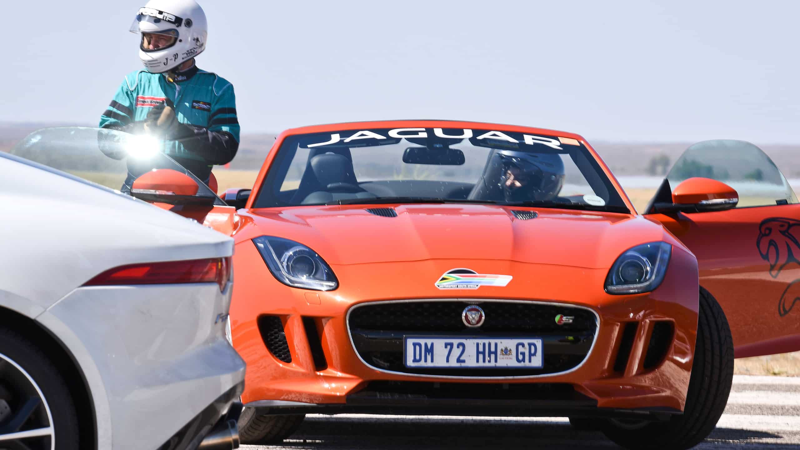 Jaguar F Type parked on racing track