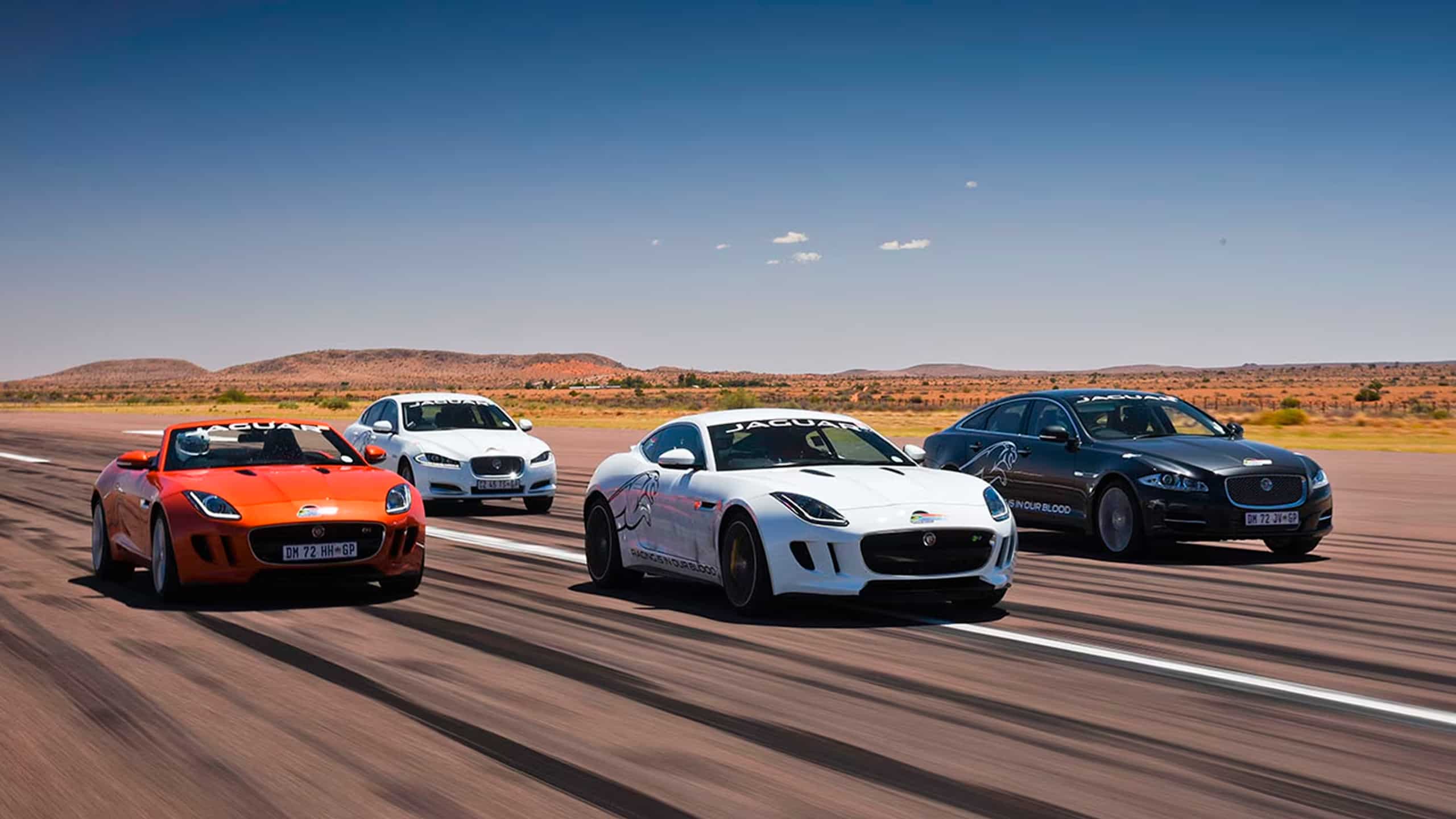 Jaguar Range of 4 car on racing track