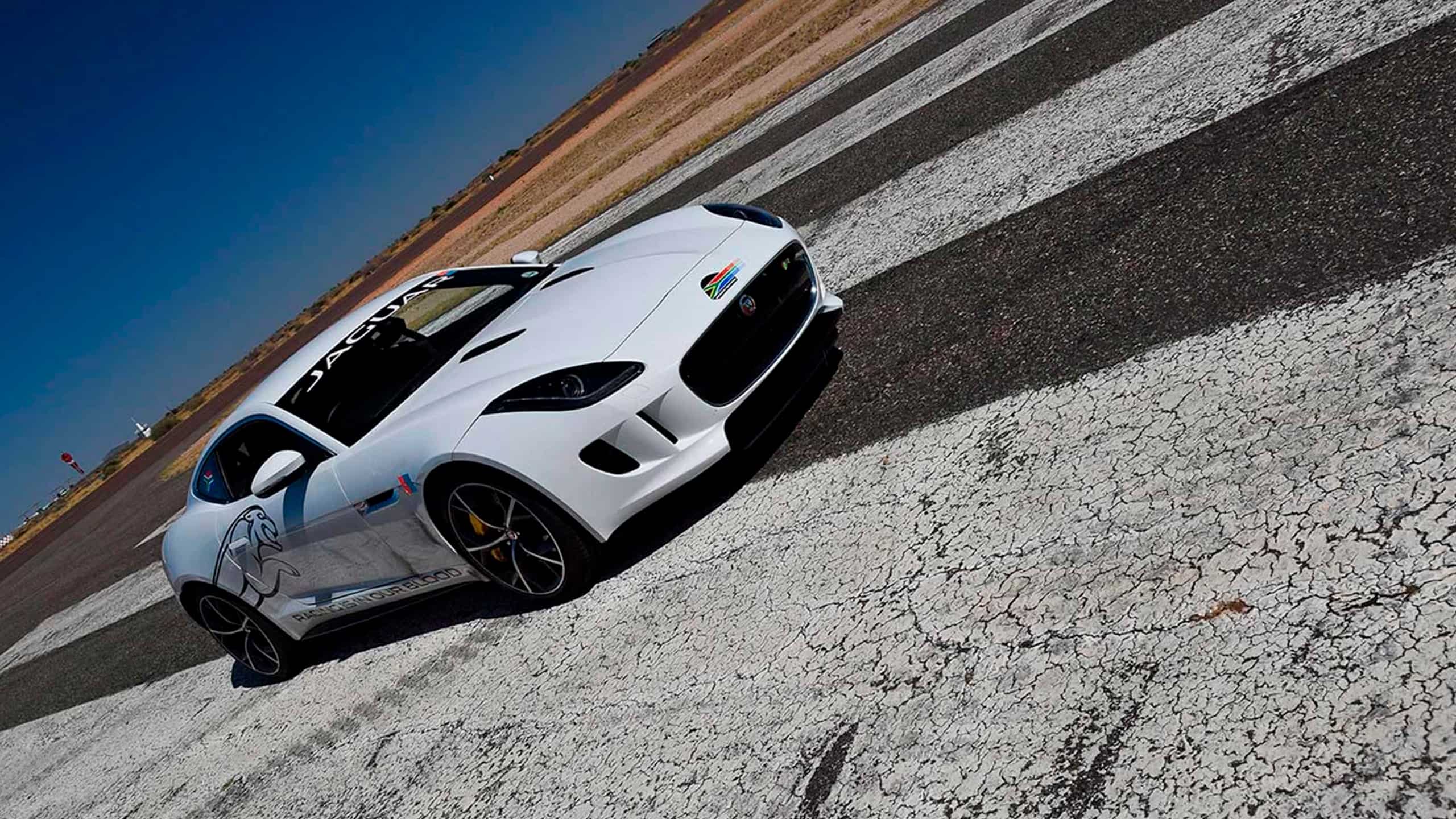 Jaguar F-Type parked on racing track